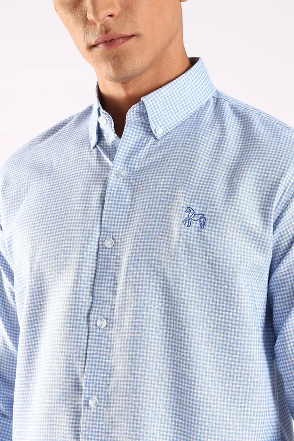 Blue_Linen_100%_Pure_Cotton_Blend_Opaque_Checked_Shirt_For_Men