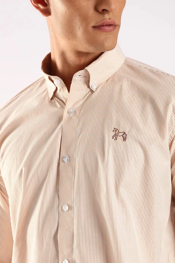 Golden_Beige_Poly_100%_Pure_Cotton_Classic_Pinstripe_Shirt_For_Men