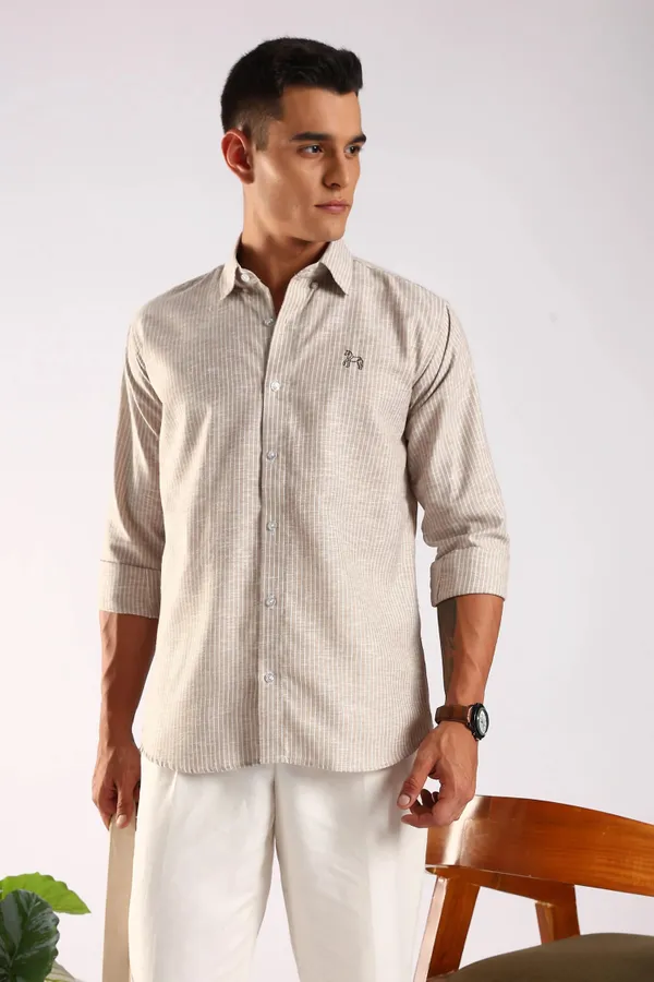 Beige_Linen_100%_Pure_Cotton_Grove_Striped_Shirt_For_Men