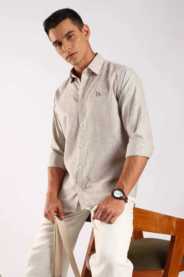 Beige_Linen_100%_Pure_Cotton_Grove_Striped_Shirt_For_Men