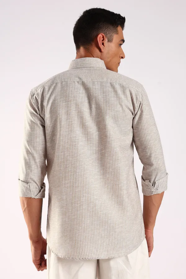 Beige_Linen_100%_Pure_Cotton_Grove_Striped_Shirt_For_Men