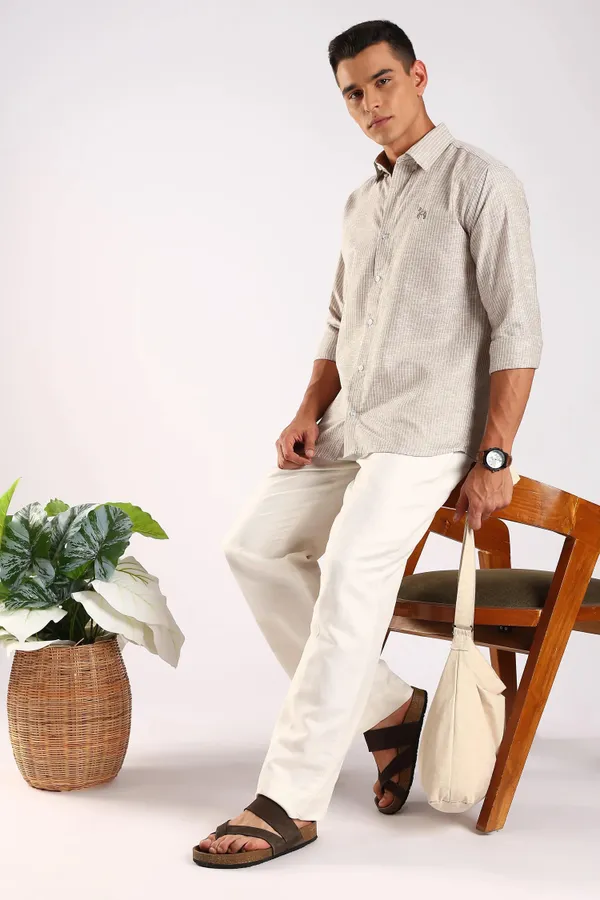 Beige_Linen_100%_Pure_Cotton_Grove_Striped_Shirt_For_Men