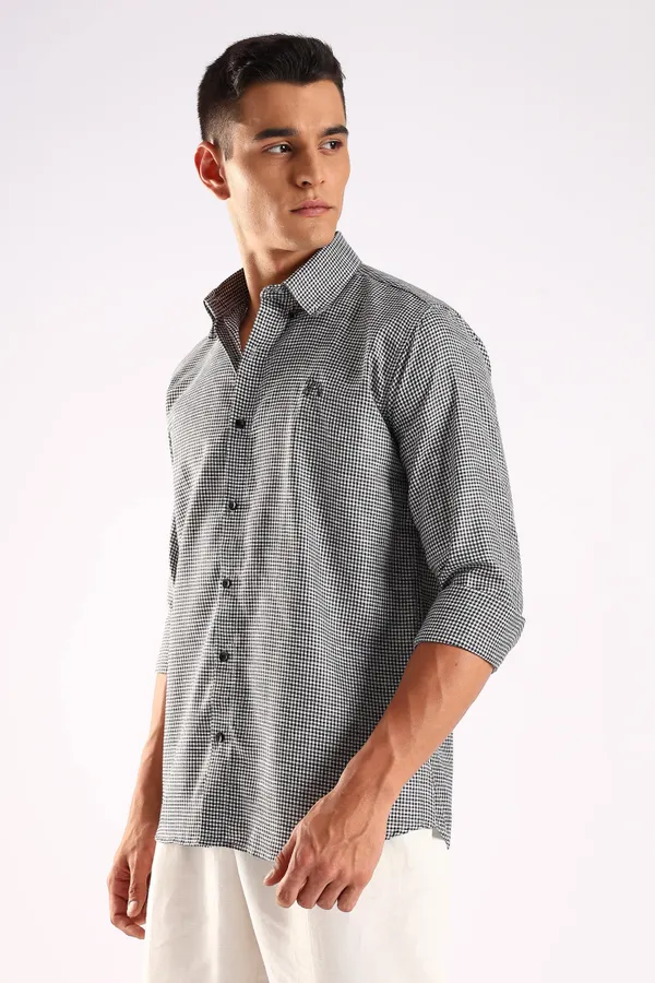 Black_Linen_100%_Pure_Cotton_Blend_Opaque_Checked_Shirt_For_Men