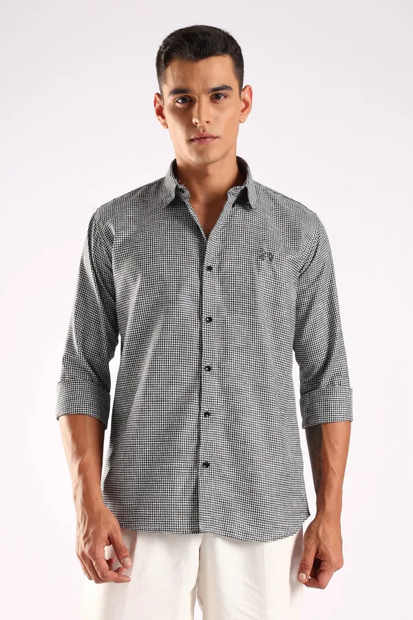 Black_Linen_100%_Pure_Cotton_Blend_Opaque_Checked_Shirt_For_Men