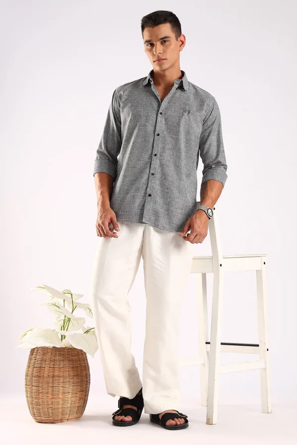 Black_Linen_100%_Pure_Cotton_Blend_Opaque_Checked_Shirt_For_Men