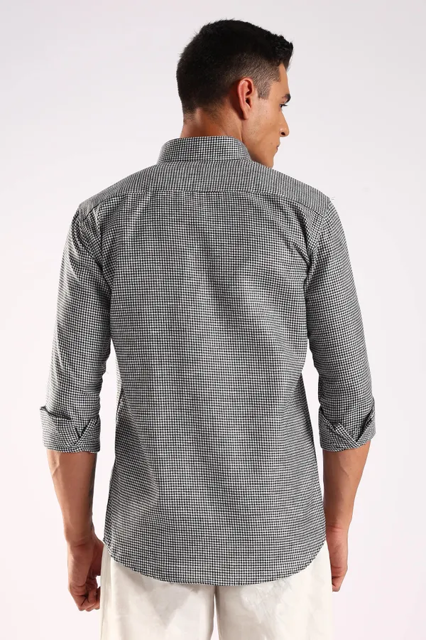 Black_Linen_100%_Pure_Cotton_Blend_Opaque_Checked_Shirt_For_Men