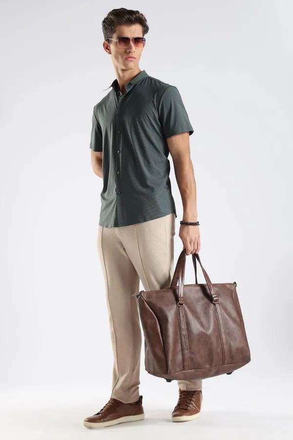 Dark_Green_Nylon_Spandex_Stitchless_Shirt_For_Men