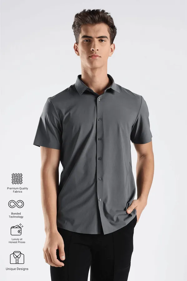 Classic_Grey_Nylon_Spandex_Stitchless_Shirt_For_Men