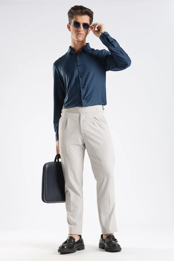 Navy_Blue_Nylon_Spandex_Pinstripe_Shirt_For_Men