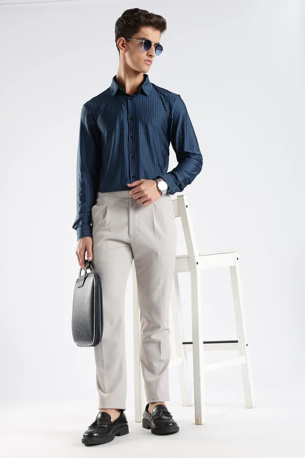Navy_Blue_Nylon_Spandex_Pinstripe_Shirt_For_Men