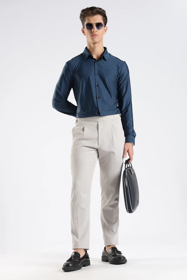 Navy_Blue_Nylon_Spandex_Pinstripe_Shirt_For_Men