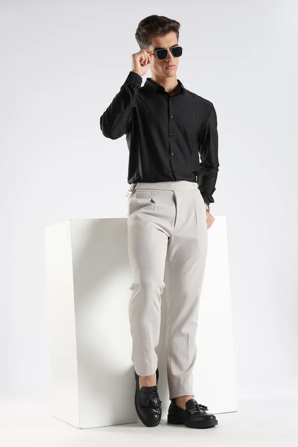 Black_Nylon_Spandex_Pinstripe_Shirt_For_Men
