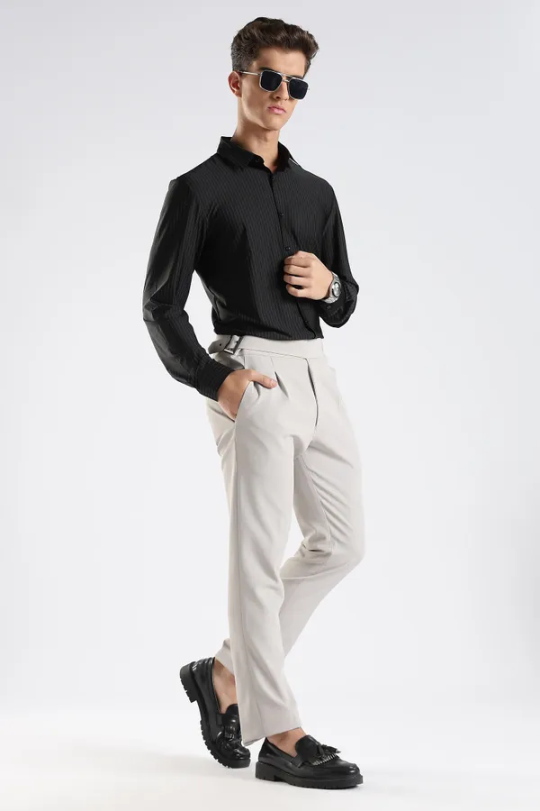 Black_Nylon_Spandex_Pinstripe_Shirt_For_Men
