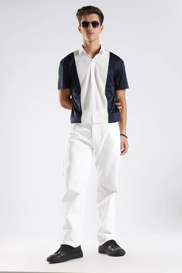 Navy_And_White_Nylon_Spandex_Stitchless_T-Shirt_For_Men