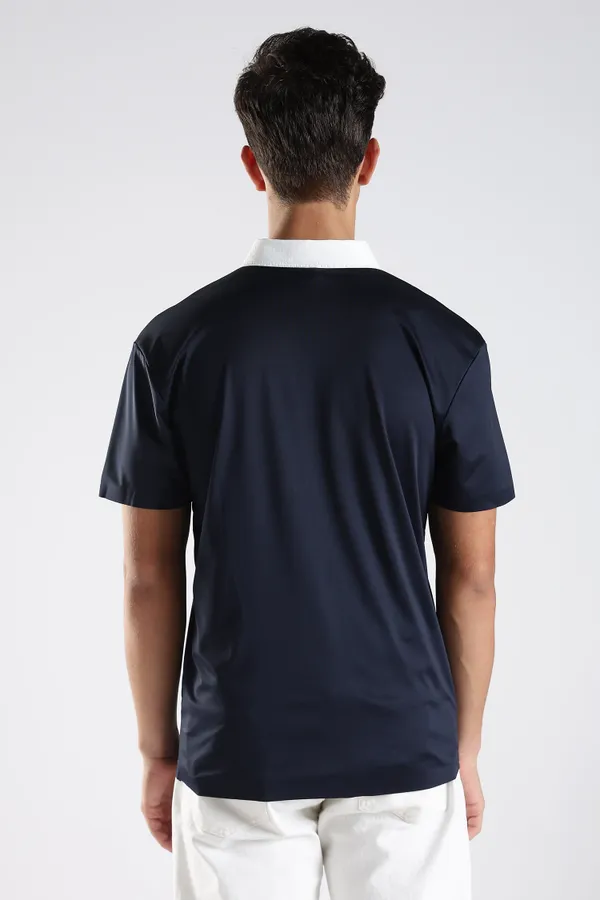 Navy_And_White_Nylon_Spandex_Stitchless_T-Shirt_For_Men