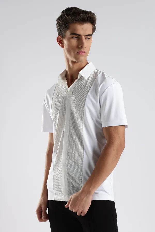 White_Nylon_Spandex_Stitchless_T-Shirt_For_Men