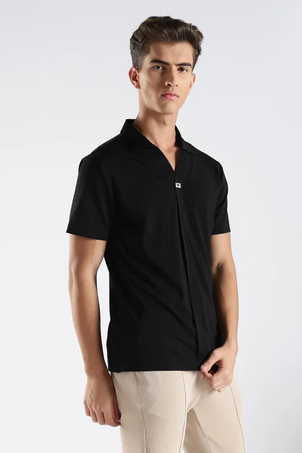Black_Nylon_Spandex_Stitchless_T-Shirt_For_Men