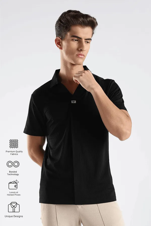 Black_Nylon_Spandex_Stitchless_T-Shirt_For_Men