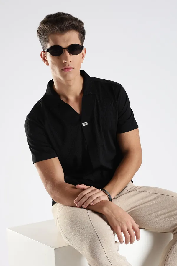 Black_Nylon_Spandex_Stitchless_T-Shirt_For_Men