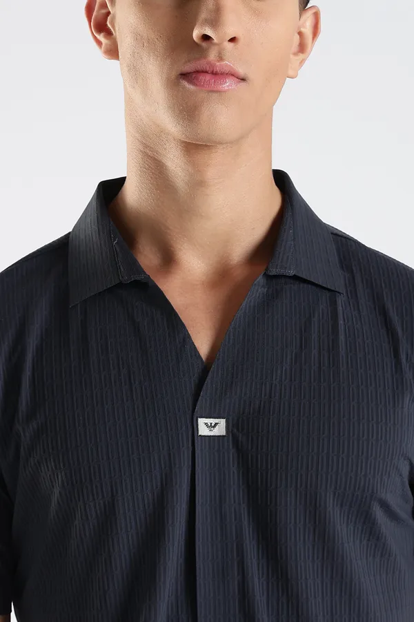 Deep_Navy_Blue_Nylon_Spandex_Stitchless_T-Shirt_For_Men