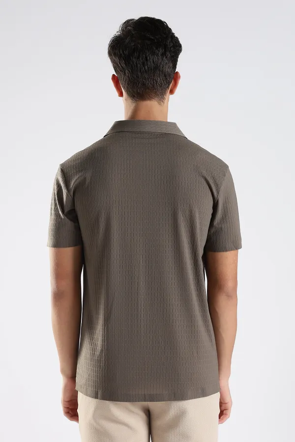 Taupe_Brown_Nylon_Spandex_Stitchless_T-Shirt_For_Men