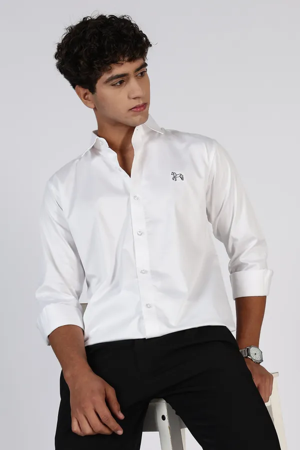 White_Pure_Full_Sleeve_Satin_100%_Pure_Cotton_Shirt_For_Men