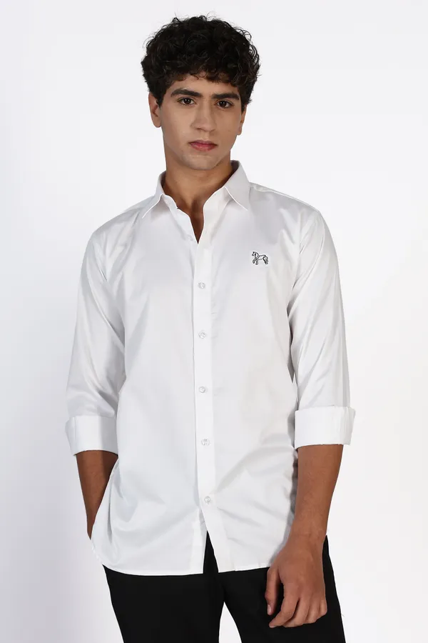 White_Pure_Full_Sleeve_Satin_100%_Pure_Cotton_Shirt_For_Men