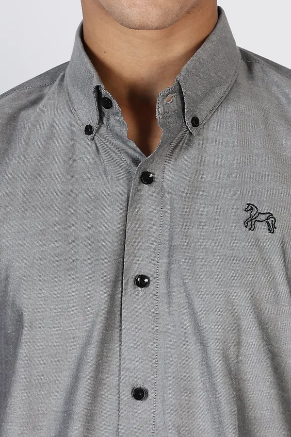 Charcoal_Grey_Pure_100%_Cotton_Half_Sleeve_Shirt_For_Men