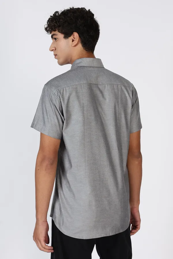 Charcoal_Grey_Pure_100%_Cotton_Half_Sleeve_Shirt_For_Men