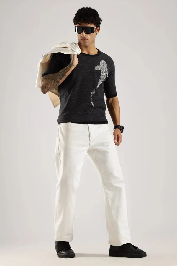Black_Pure_100%_Pure_Cotton_Midnight_Whale_Jacquard_Crew_Neck_Knit_T-Shirt_For_Men