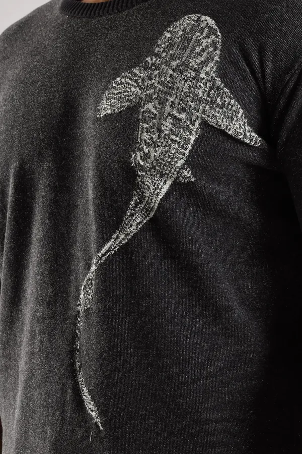 Black_Pure_100%_Pure_Cotton_Midnight_Whale_Jacquard_Crew_Neck_Knit_T-Shirt_For_Men