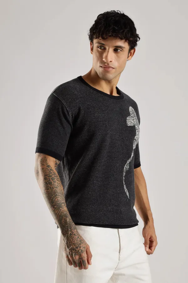 Black_Pure_100%_Pure_Cotton_Midnight_Whale_Jacquard_Crew_Neck_Knit_T-Shirt_For_Men