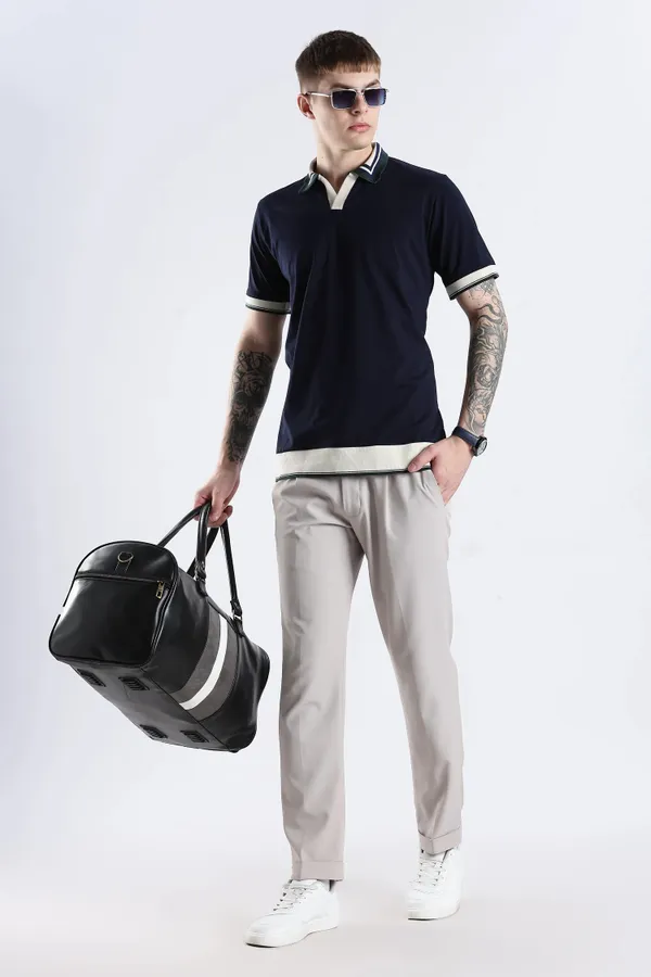 Navy_Blue_100%_Pure_Cotton_Spandex_Blend_Club_Collar_Polo_Knit_T-Shirt_For_Men