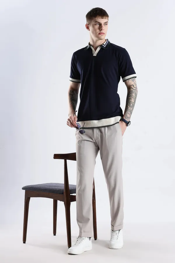 Navy_Blue_100%_Pure_Cotton_Spandex_Blend_Club_Collar_Polo_Knit_T-Shirt_For_Men