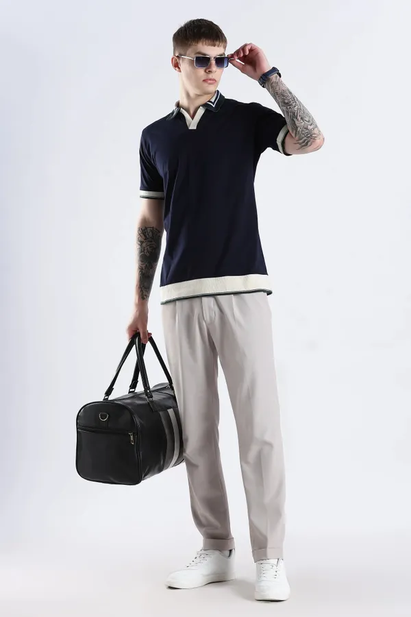 Navy_Blue_100%_Pure_Cotton_Spandex_Blend_Club_Collar_Polo_Knit_T-Shirt_For_Men
