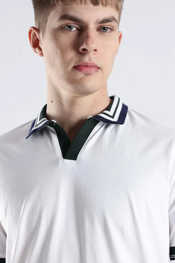 Ivory_100%_Pure_Cotton_Spandex_Blend_Club_Collar_Polo_Knit_T-Shirt_For_Men