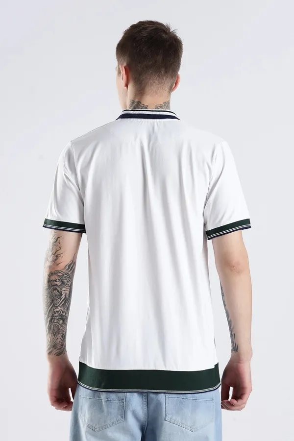 Ivory_100%_Pure_Cotton_Spandex_Blend_Club_Collar_Polo_Knit_T-Shirt_For_Men