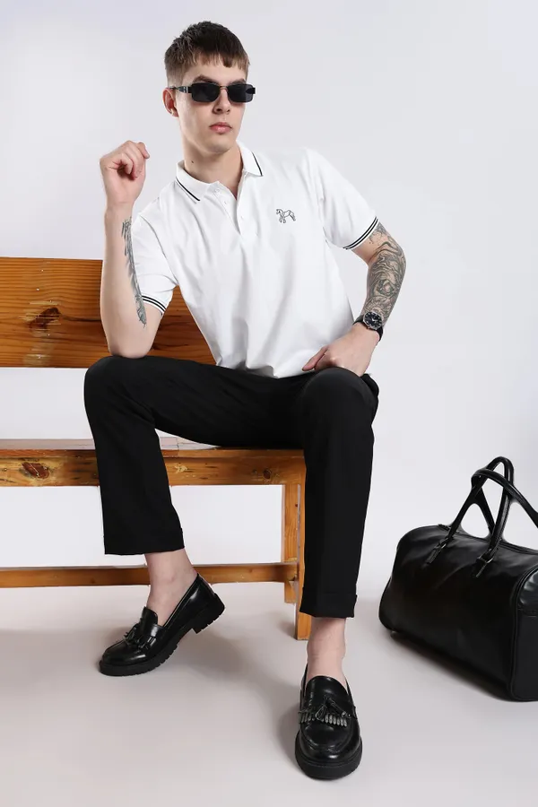 White_100%_Pure_Cotton_Spandex_Blend_Timeless_Polo_T-Shirt_For_Men