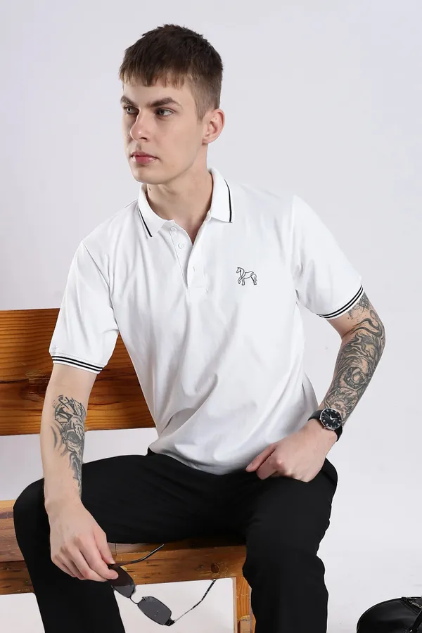 White_100%_Pure_Cotton_Spandex_Blend_Timeless_Polo_T-Shirt_For_Men