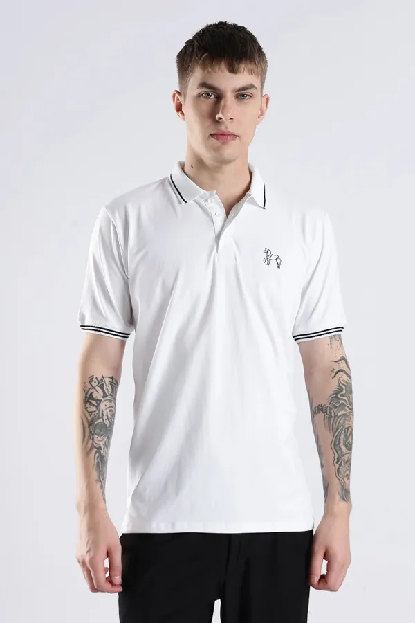White_100%_Pure_Cotton_Spandex_Blend_Timeless_Polo_T-Shirt_For_Men