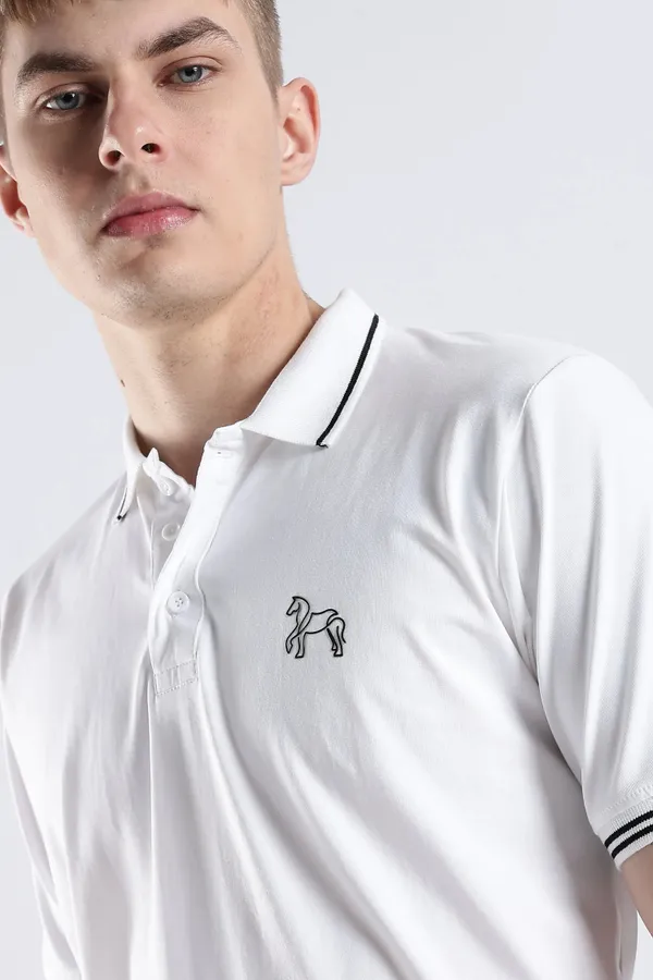 White_100%_Pure_Cotton_Spandex_Blend_Timeless_Polo_T-Shirt_For_Men