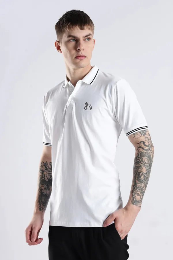 White_100%_Pure_Cotton_Spandex_Blend_Timeless_Polo_T-Shirt_For_Men