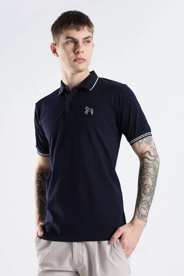 Navy_Blue_100%_Pure_Cotton_Spandex_Blend_Timeless_Polo_T-Shirt_For_Men