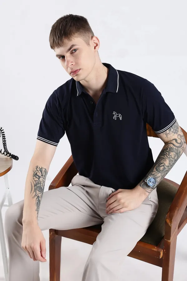 Navy_Blue_100%_Pure_Cotton_Spandex_Blend_Timeless_Polo_T-Shirt_For_Men