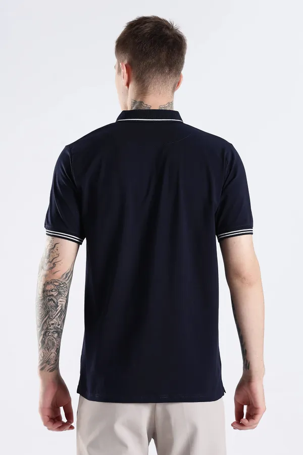 Navy_Blue_100%_Pure_Cotton_Spandex_Blend_Timeless_Polo_T-Shirt_For_Men