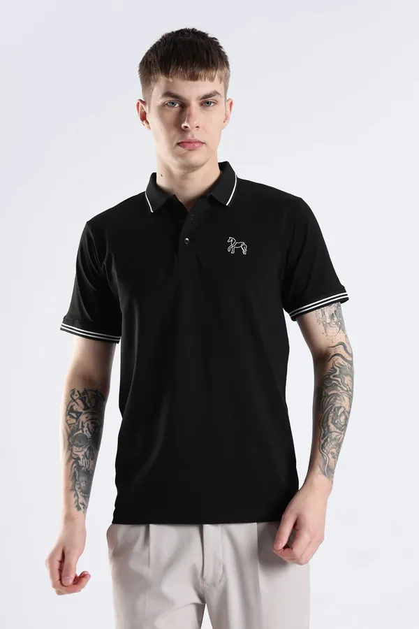 Black_100%_Pure_Cotton_Spandex_Blend_Timeless_Polo_T-Shirt_For_Men