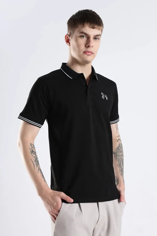 Black_100%_Pure_Cotton_Spandex_Blend_Timeless_Polo_T-Shirt_For_Men