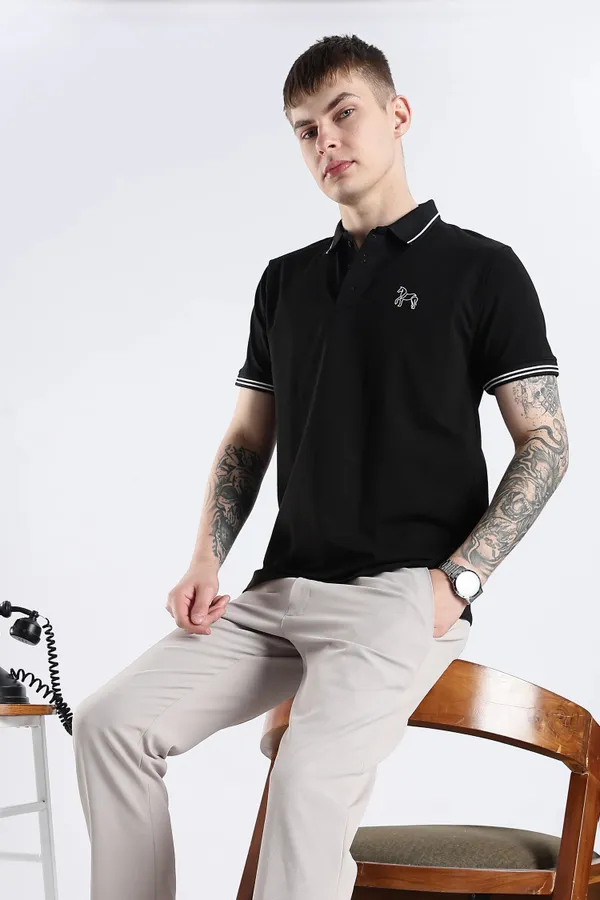 Black_100%_Pure_Cotton_Spandex_Blend_Timeless_Polo_T-Shirt_For_Men