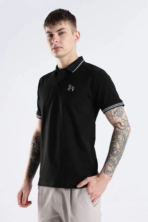 Black_100%_Pure_Cotton_Spandex_Blend_Timeless_Polo_T-Shirt_For_Men
