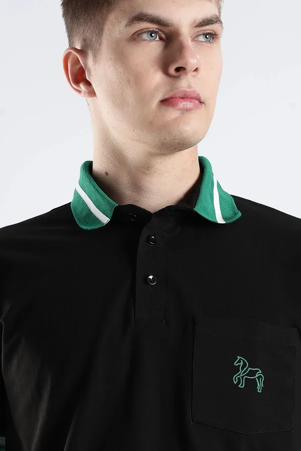 Emerald_100%_Pure_Cotton_Spandex_Blend_Stallion_Black_Polo_T-Shirt_For_Men